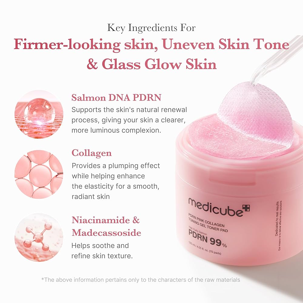Medicube PDRN pink collagen toning gel toner pad