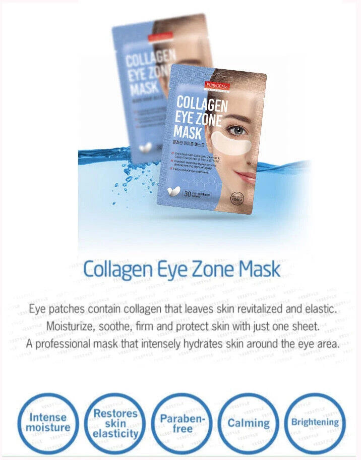 30 Sheet Purederm Collagen Eye Zone Mask Sheet Dark Circles Bags