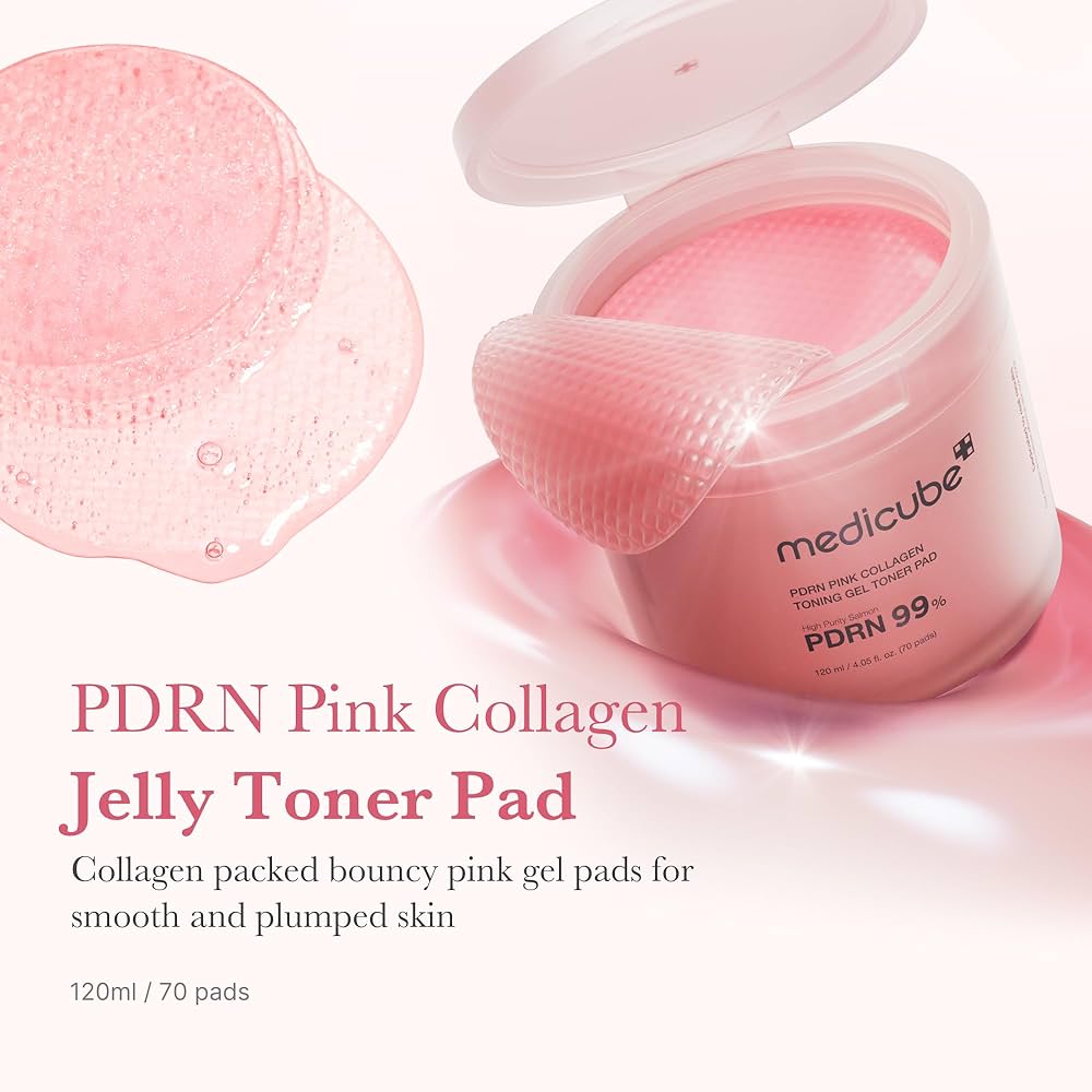 Medicube PDRN pink collagen toning gel toner pad
