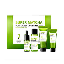 SOME BY MI Super Matcha Pore Care Starter Kit/Toner 1.01oz, Serum 0.33oz, Cleansing Gel 1.42oz, Clay Mask 1.48oz / Sebum