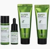 SOME BY MI Super Matcha Pore Care Starter Kit/Toner 1.01oz, Serum 0.33oz, Cleansing Gel 1.42oz, Clay Mask 1.48oz / Sebum